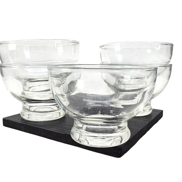 Clear Glass Footed Sherbert Dessert Bowls With Minimalist Design Set of 5 JJ3806 - Picture 4 of 9